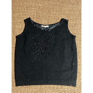 Vintage 1960’s VEST lambs wool - Angora Rabbit hair / Black Tank Top  Size 38